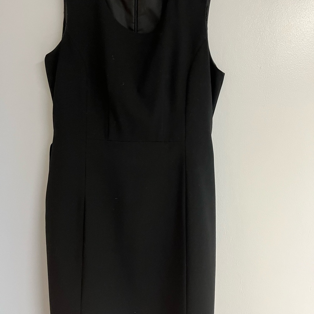 Calvin Klein Black Sleeveless Sheath Dress with self belt
